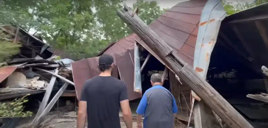 Georgia barn collapses on what looks to be a Sheriff's truck, but is something else entirely