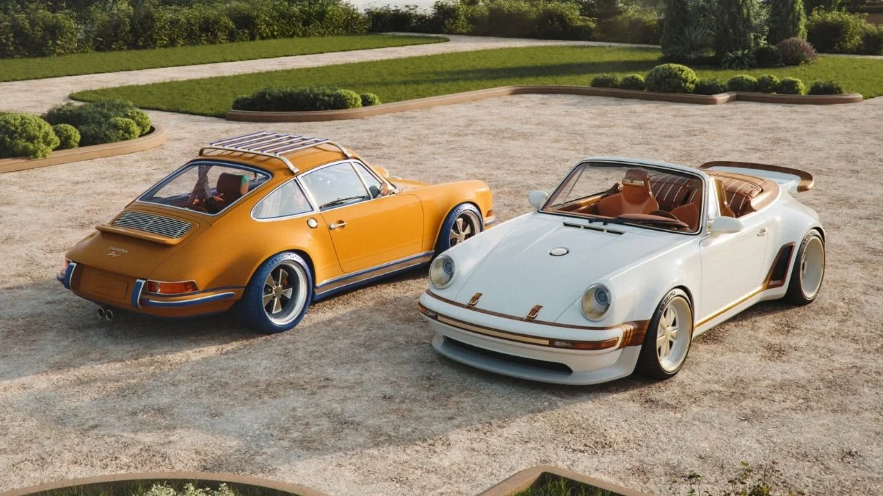 Singer and Louis Vuitton unveil two bespoke Porsche 911s featuring a detachable timepiece inspired by the iconic Tambour watch