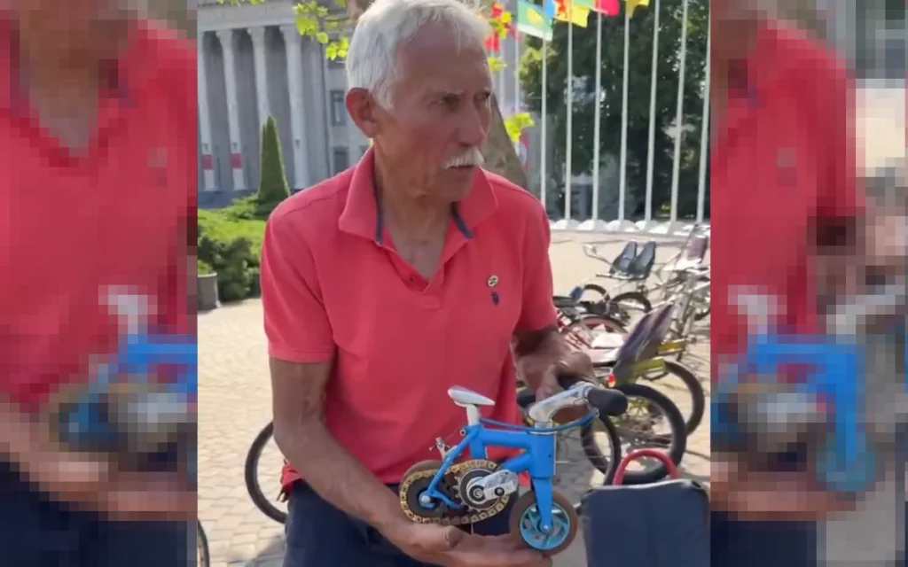 Russian inventor Sergey Dashevsky set the Guinness World Record for making the smallest bicycle in the world, at just 3.34 inches, and his demonstration is wild