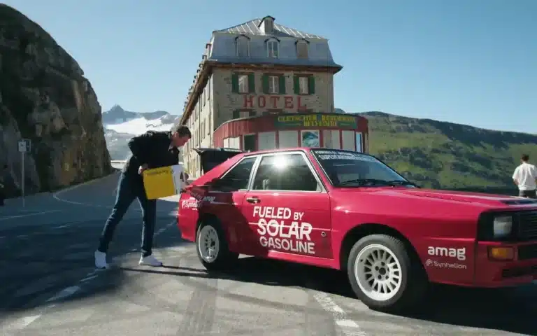 Swiss company Synhelion has debuted gasoline made from the sun, showing its accomplishment by powering a 1985 Audi Sport Quattro.
