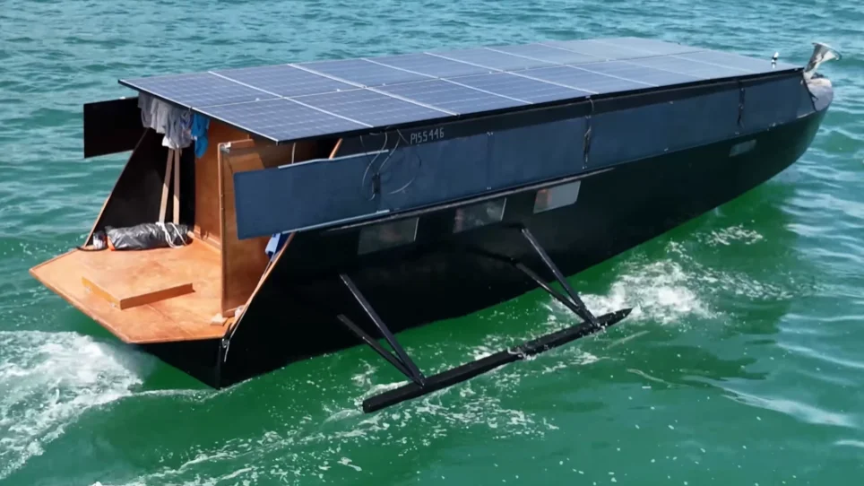 Man who built solar-powered yacht that can run forever adds new upgrade to it to improve stability