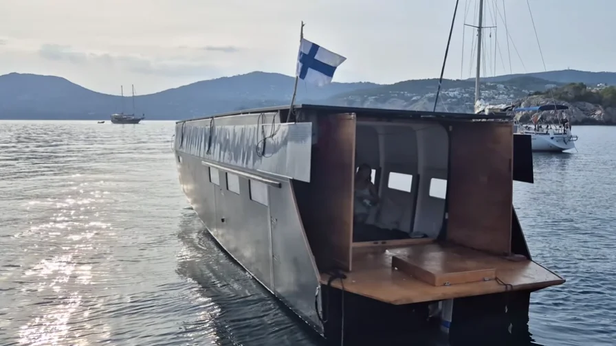 Man living on his hand-built solar-powered yacht that can run forever has travelled 3,106 miles while using zero fuel