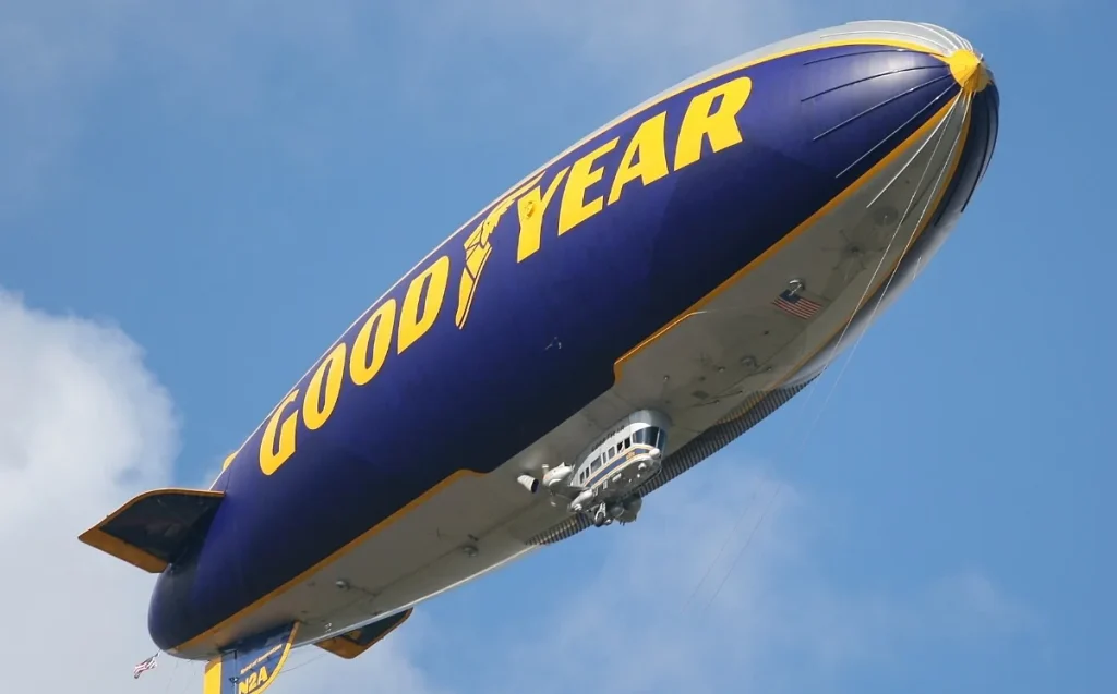 Somebody was able to spot a Goodyear Blimp as it was landing in Los Angeles