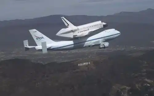 Space Shuttle Endeavor flying over LA is a sight to behold