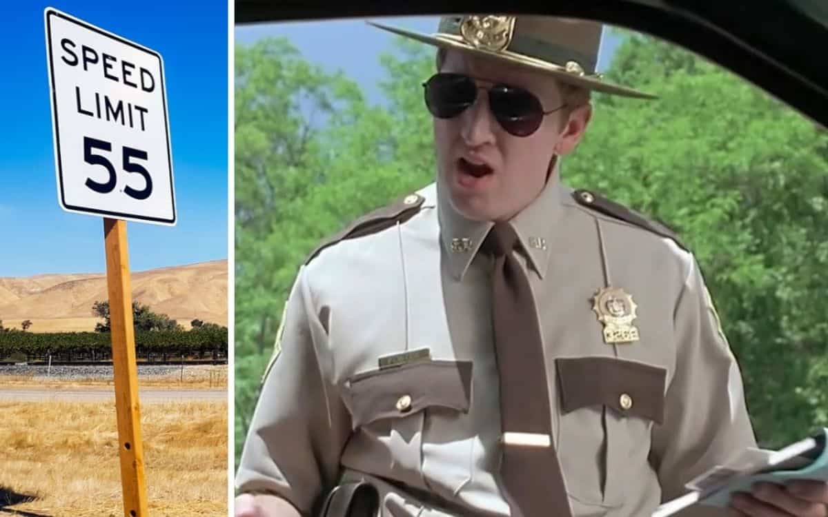 Speed sign and the cop from Super Troopers