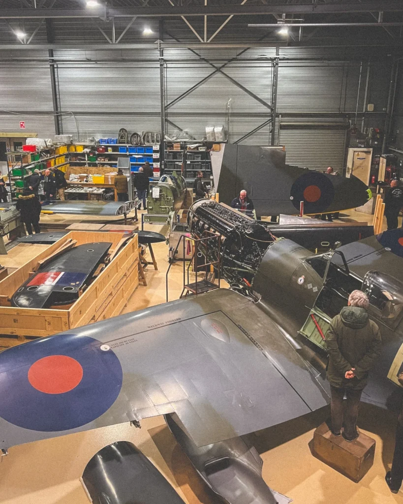 Supermarine Spitfire MJ444 under restoration at Duxford