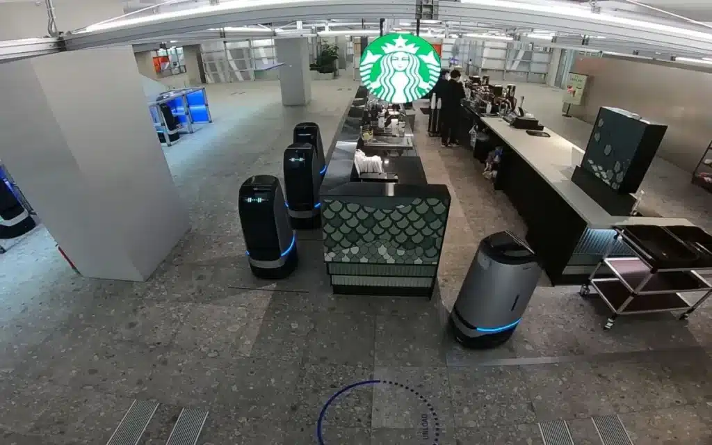 Robots serving coffee at Starbucks