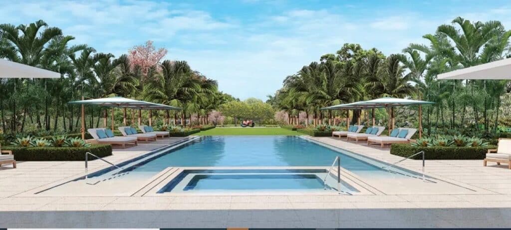 A rendering of the pool and spa will be featured in the home