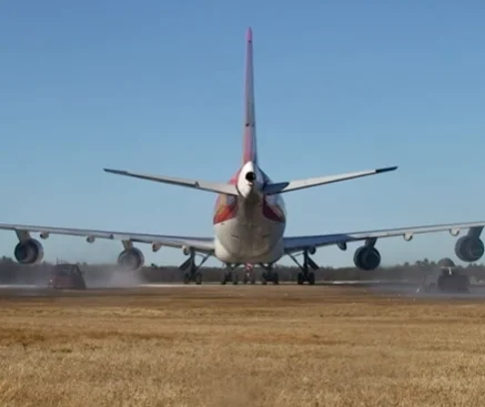 Boeing 747 revved up to produce EF5 tornado level wind force to see if 'tornado-proof' armored cars can withstand it
