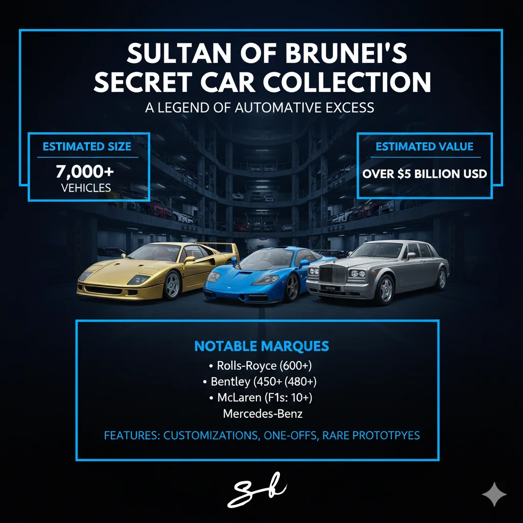 Sultan of Brunei car collection is worth over $5 billion and spans 7,000 vehicles but he even owns some surprisingly cheap cars as well