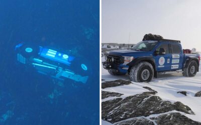 Divers race to rescue modified Ford F-150 that fell through the ice in Canada