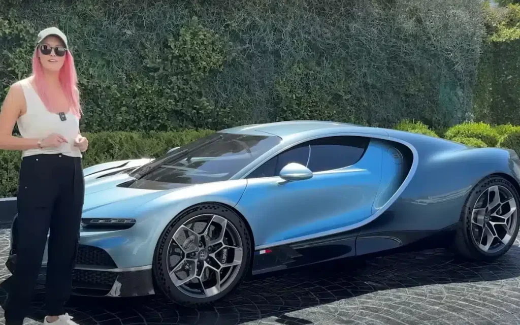 Supercar Blondie had an amazing surprise when a Bugatti Tourbillon was delivered to her hotel in Beverly Hills