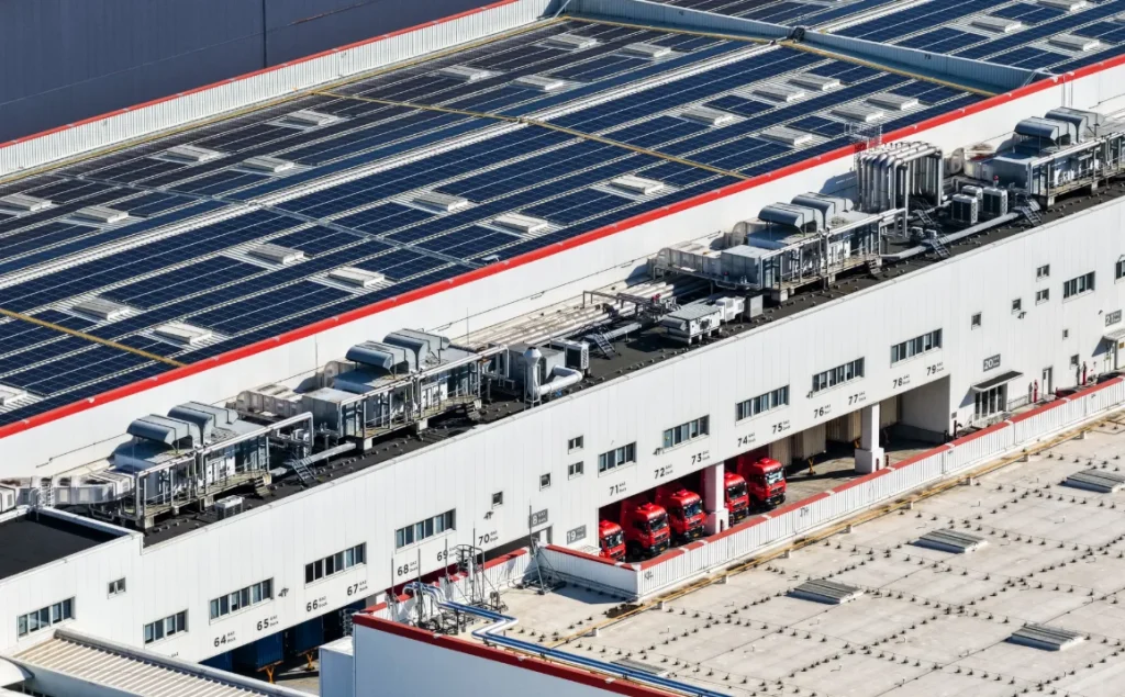 Tesla Centers in Asia are using rooftop solar panels to power EV production