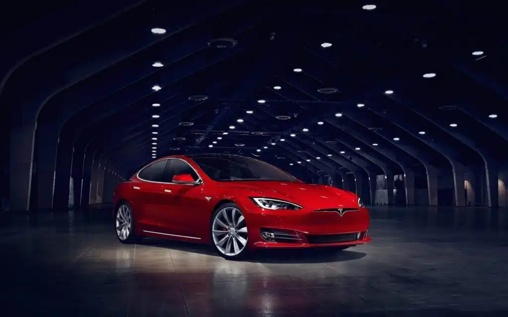 Tesla Model S Red Front Quarter View