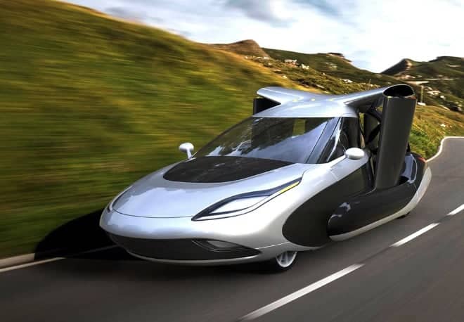 Terrafugia TFX flying car as it drives on the road