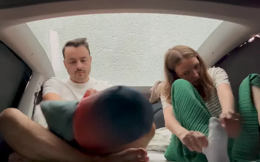 Meet Ryan and Rebecca - aka The Greenes - who swapped their honeymoon plans for a camping road trip through Europe in the comfort of a Tesla Model Y