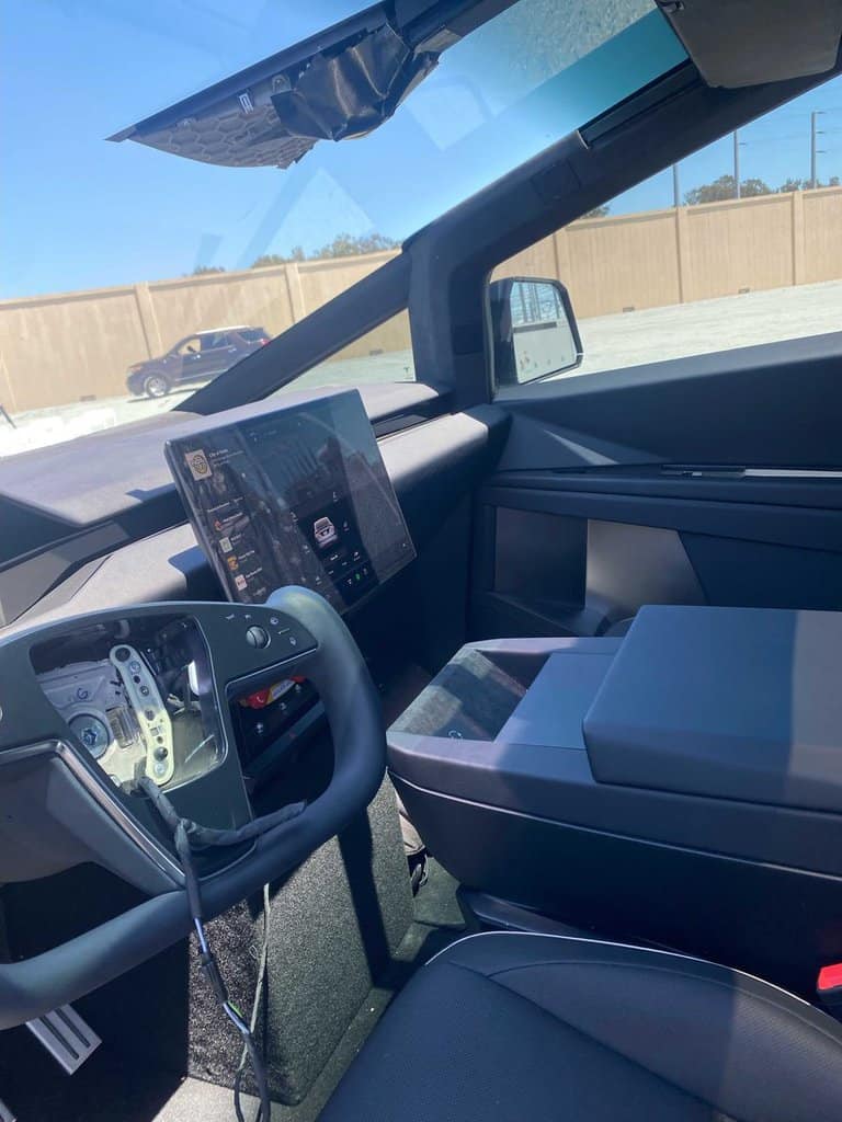 Another photo of the Tesla Cybertruck prototype interior.