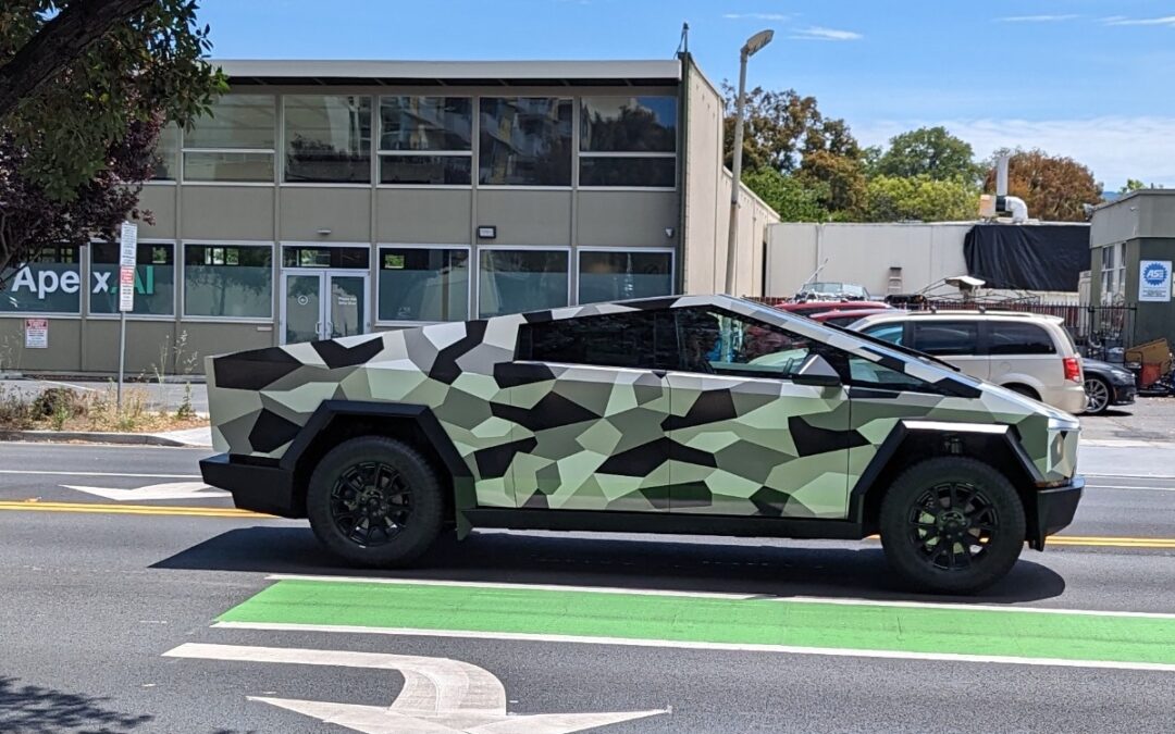 Tesla’s Cybertruck spotted with camouflage wrap, sparking rumors