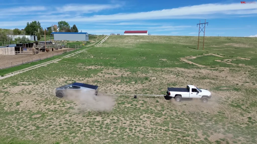 Tesla Cybertruck EV goes head to head with 1990s turbo diesel Dodge Ram in tug-of-war and the result is not what you'd expect