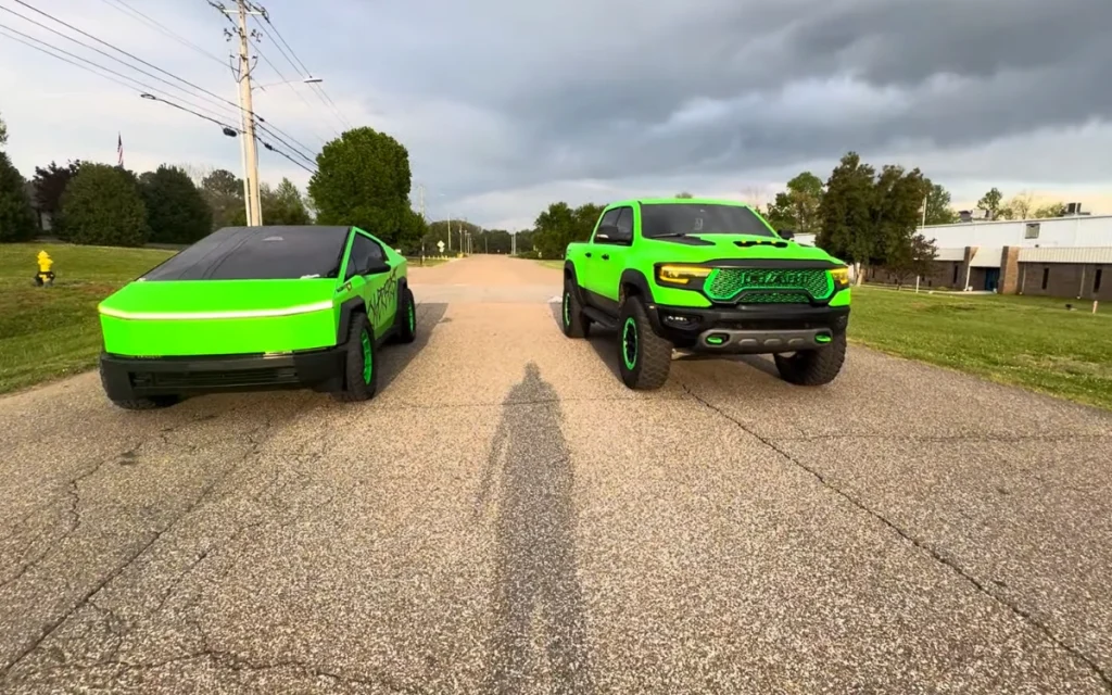 A Tesla Cybertruck challenging a Ram TRX in a good old-fashioned drag race: that's the recipe one Georgia man used to settle a very loud internet debate.