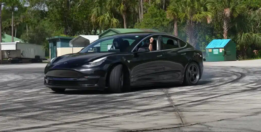 Florida guys build a drift Tesla and the first test drive goes incredibly well