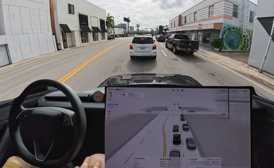 Man puts Tesla's Full Self Driving through stress test of Miami's traffic and it quickly got real