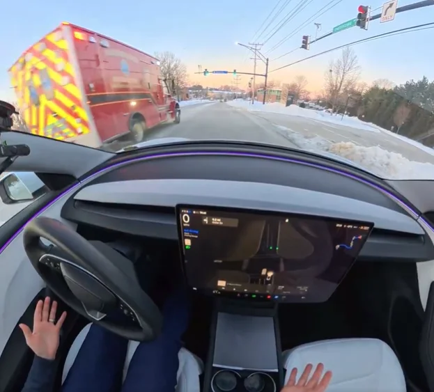 Footage shows Tesla detecting a hazard well before its driver as its Full Self-Driving mode shows off its impressive capabilities