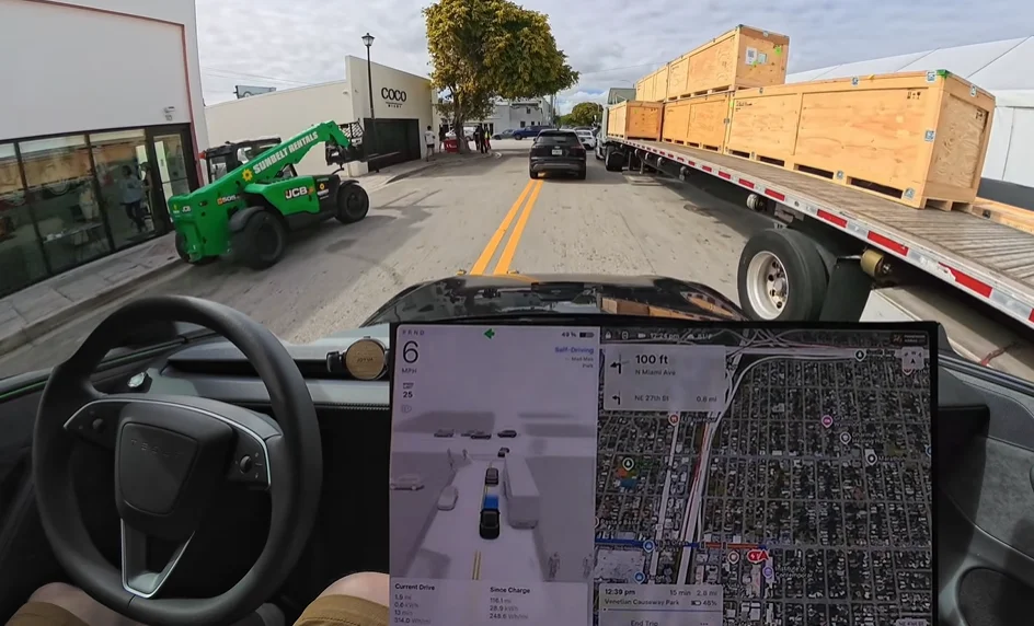 Man puts Tesla's Full Self Driving through stress test of Miami's traffic and it quickly got real