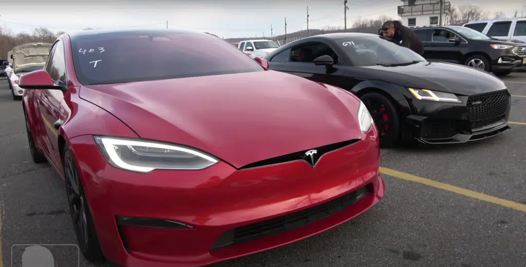 Tesla Model S faces off against a Audi TT RS