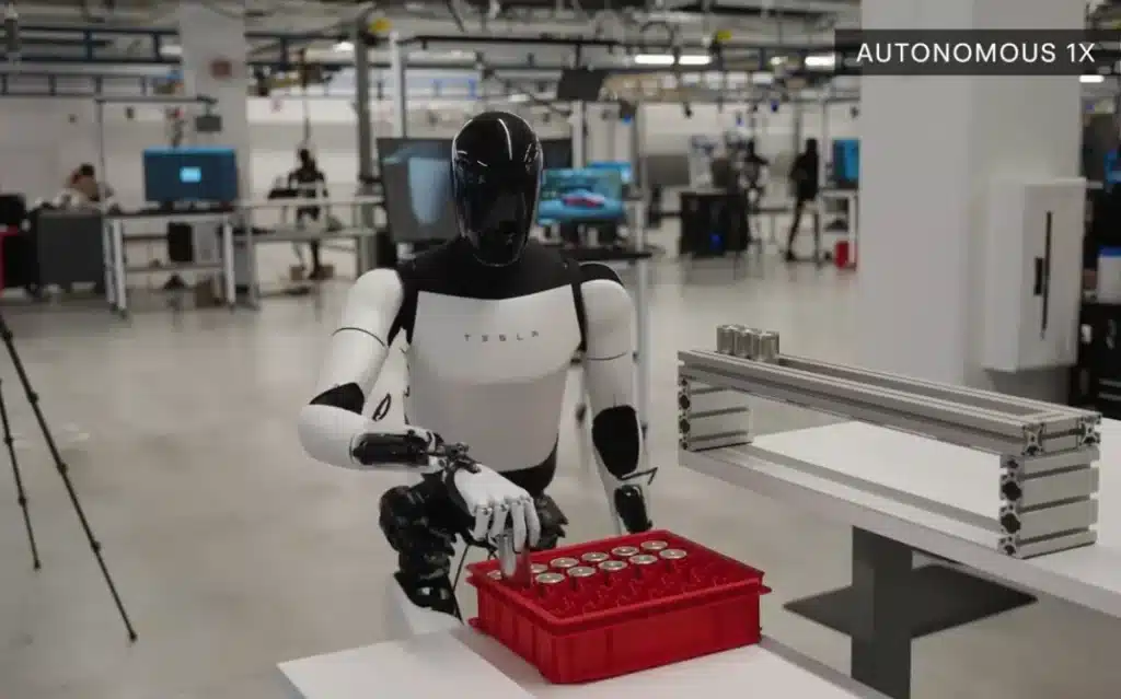 Tesla Optimus robot filmed performing useful task at Tesla factory