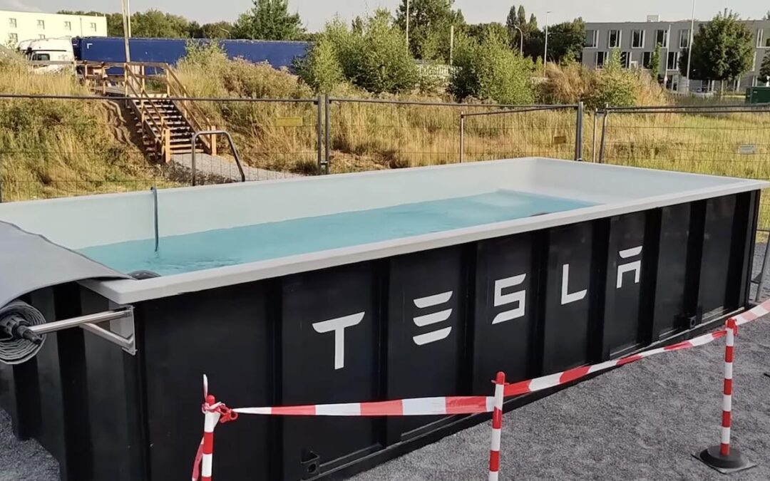 You can now relax in a dumpster filled with water while you charge your Tesla