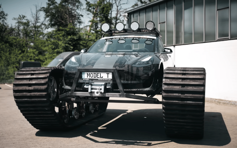 Germans borrowed their friend's Tesla to create the ultimate off-road Tesla tank while he thought they were just using it