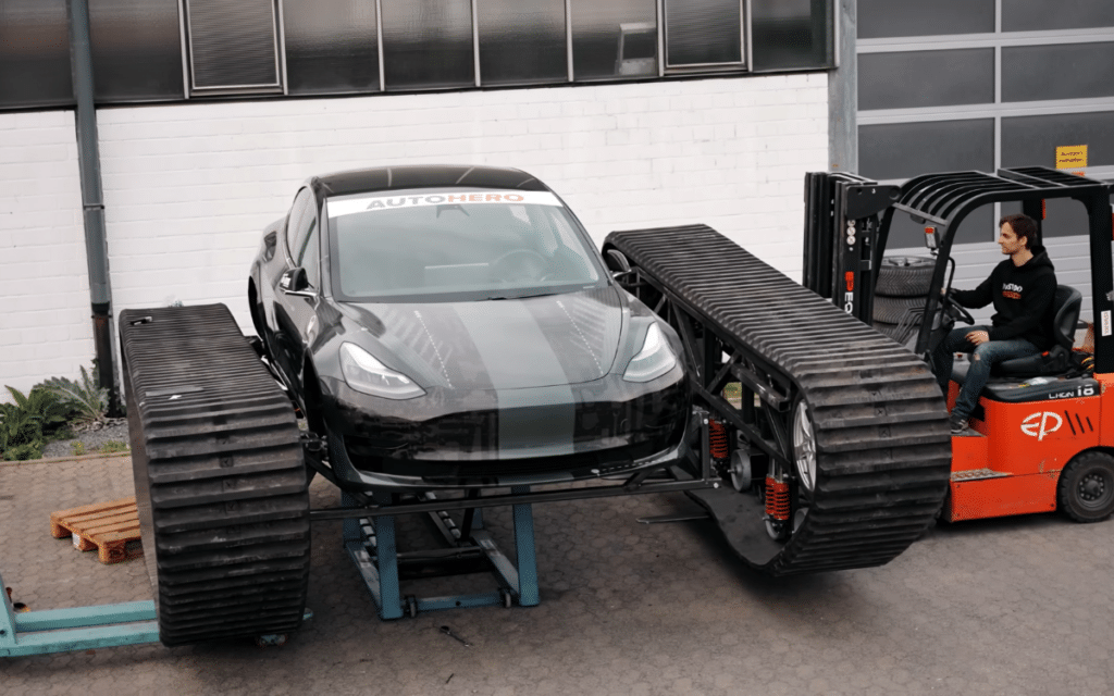 Germans borrowed their friend's Tesla to create the ultimate off-road Tesla tank while he thought they were just using it