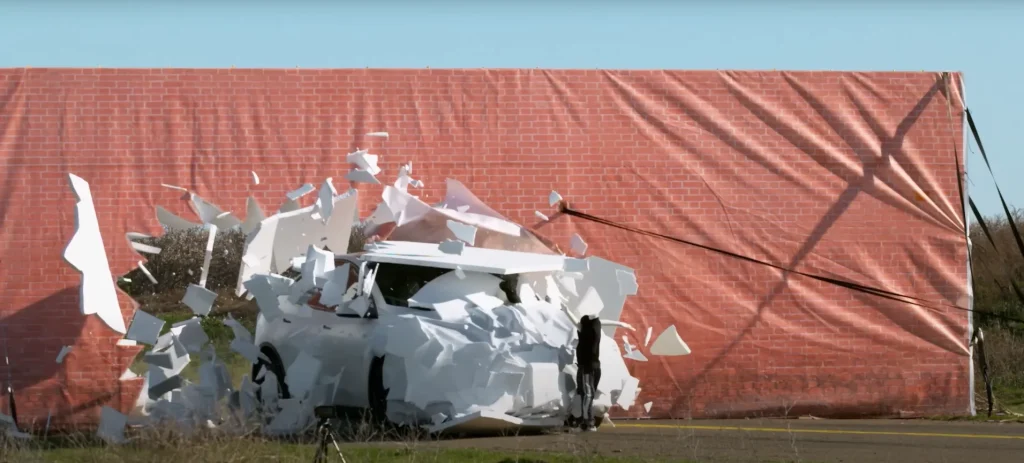 Man makes a Looney Tunes-style painted brick wall to see if his Tesla's autopilot can detect it at speed