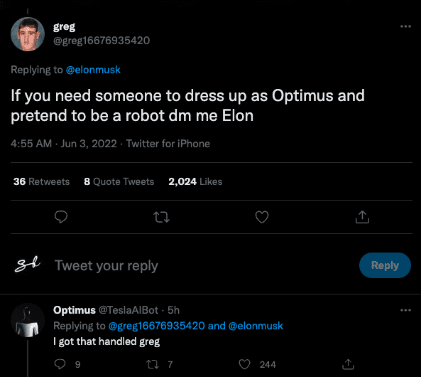Twitter user offers to stand in as Elon Musk's robot