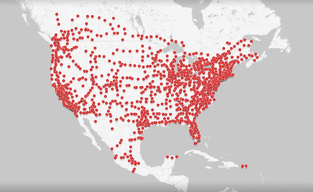 Map of Tesla Supercharger network in America shows they’re slowly taking over