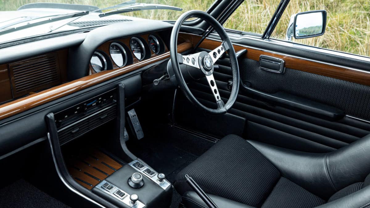 Interior of electric-converted BMW 3.0 CSi