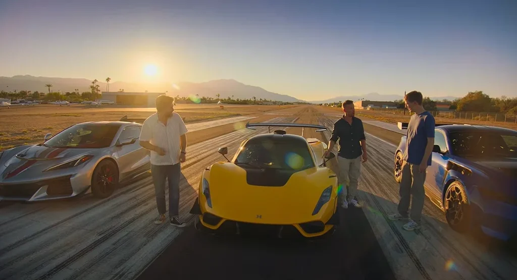 Corvette ZR1X and Ford Mustang GTD in middle of fierce drag race before a 2,031HP monster enters to steal the glory