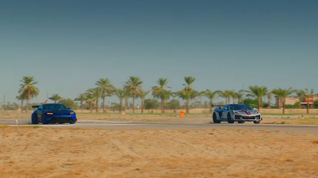 Corvette ZR1X and Ford Mustang GTD in middle of fierce drag race before a 2,031HP monster enters to steal the glory