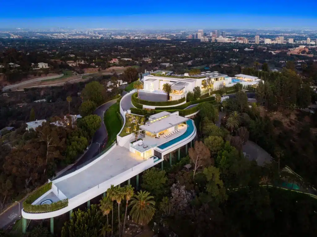 An aerial view of The One, the most expensive house in the world.