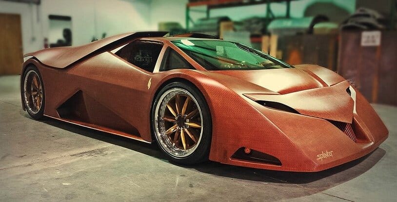 The Splinter wooden supercar from the front