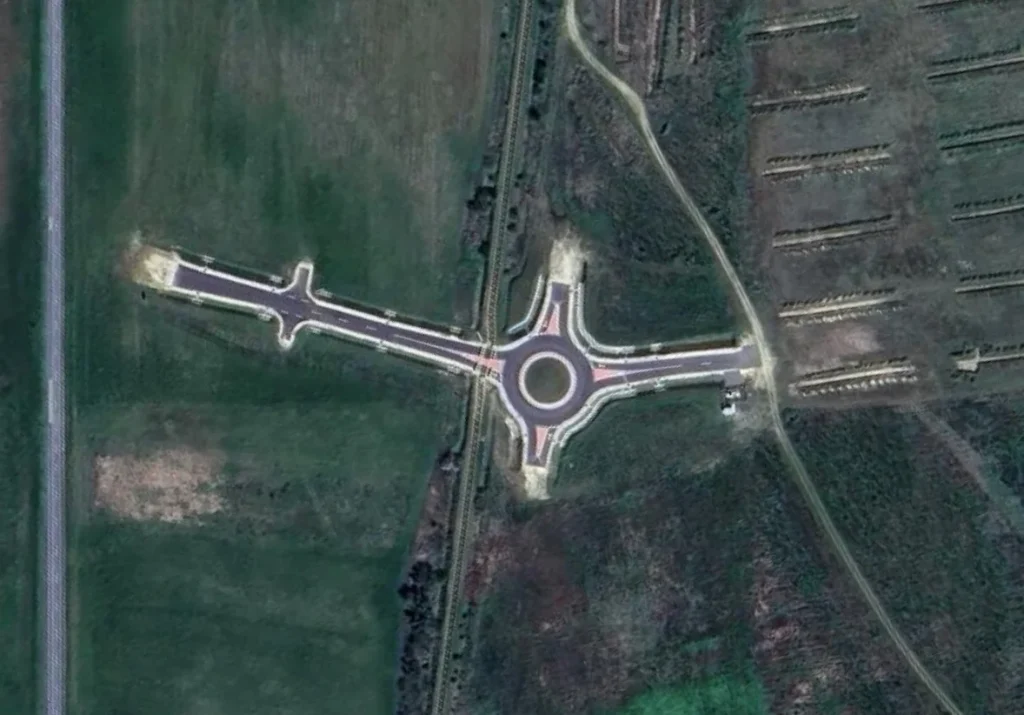 There's a random roundabout in Hungary that doesn't go anywhere, and doesn't come from anywhere, and the reason why it's there is not exactly noble