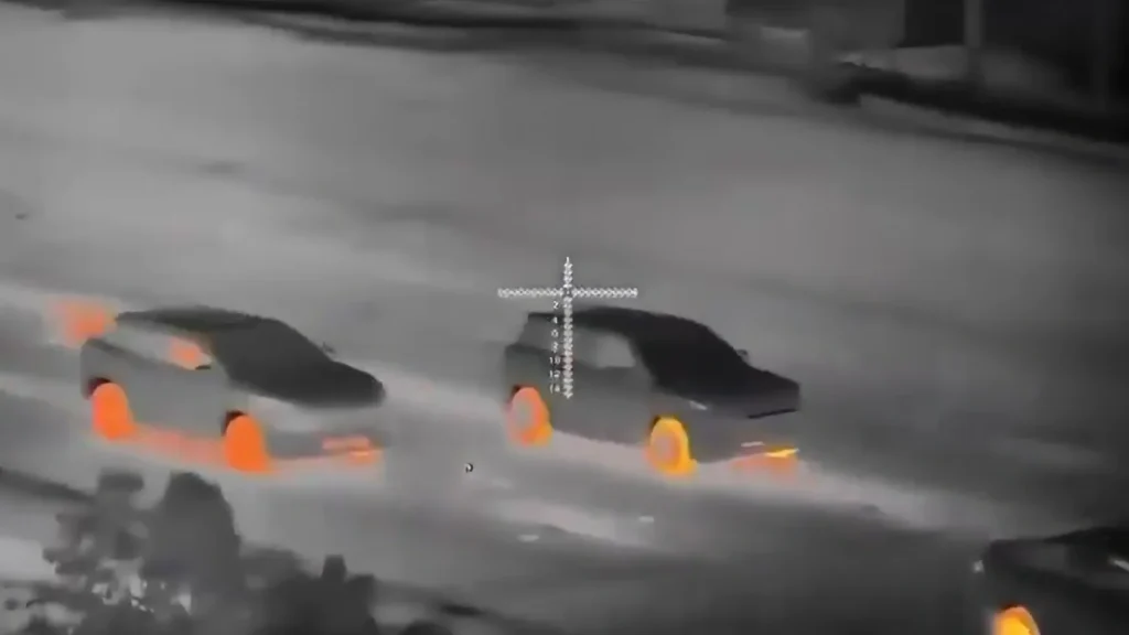 Highway traffic viewed through thermal cameras reveals exactly how much heat every car actually produces and gas vs EV is very different