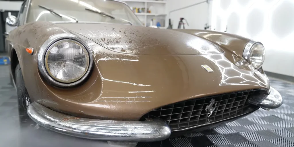 These professional detailers uncovered a rare 1968 Ferrari 330 abandoned in a garage in Ohio