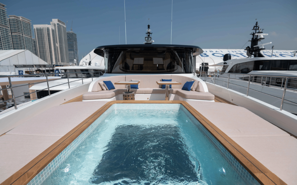 This 111 foot superyacht has a glass-bottom pool