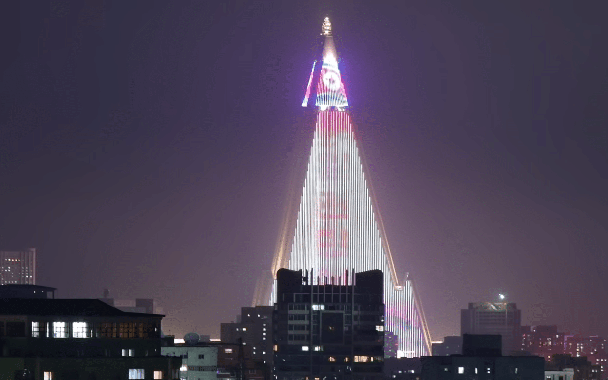 This North Korean hotel has never had any guests and is now a giant TV