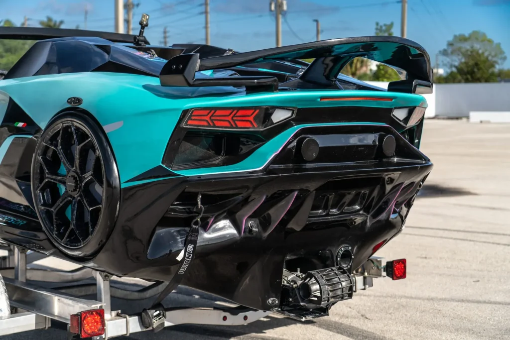 This Lamborghini Aventador SVJ uses a Yamaha engine and it's actually a boat, but it's also a lot cheaper than a real Lambo