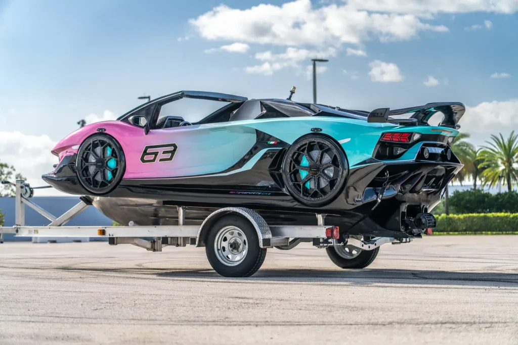 This Lamborghini Aventador SVJ uses a Yamaha engine and it's actually a boat, but it's also a lot cheaper than a real Lambo
