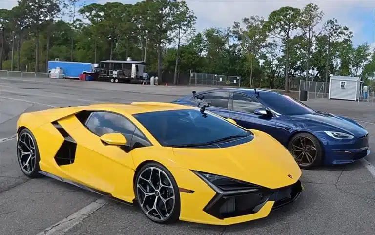 This Lamborghini Revuelto managed to beat a Tesla Model S Plaid in a quarter-mile drag race