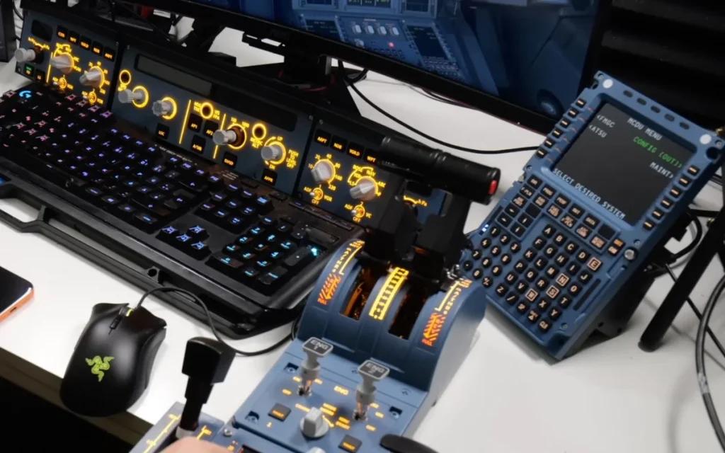 This YouTuber turned a flight simulator gaming desk into an Airbus A320 cockpit